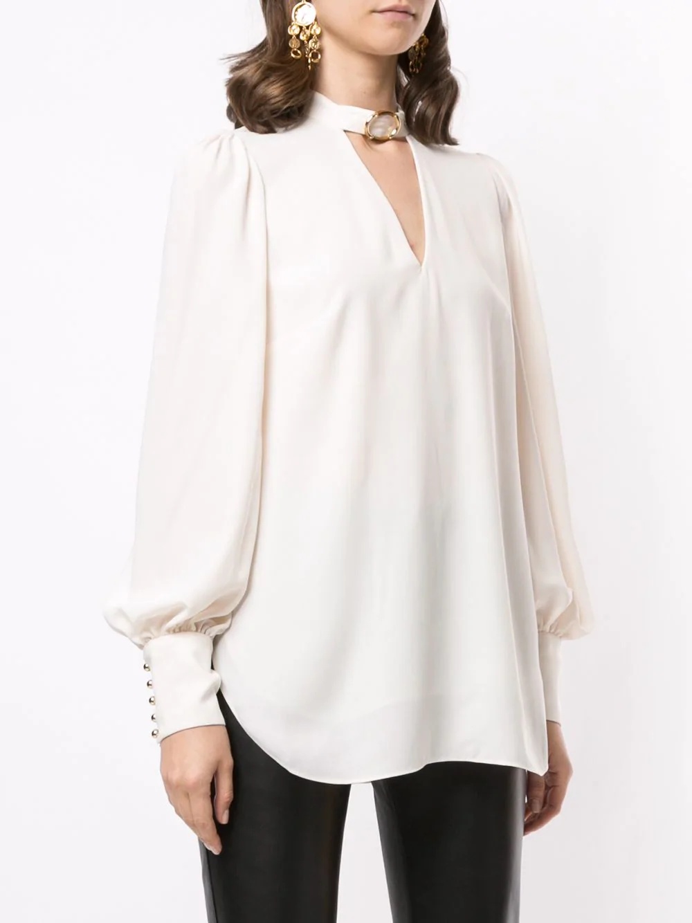 buckle-collar blouse - 3