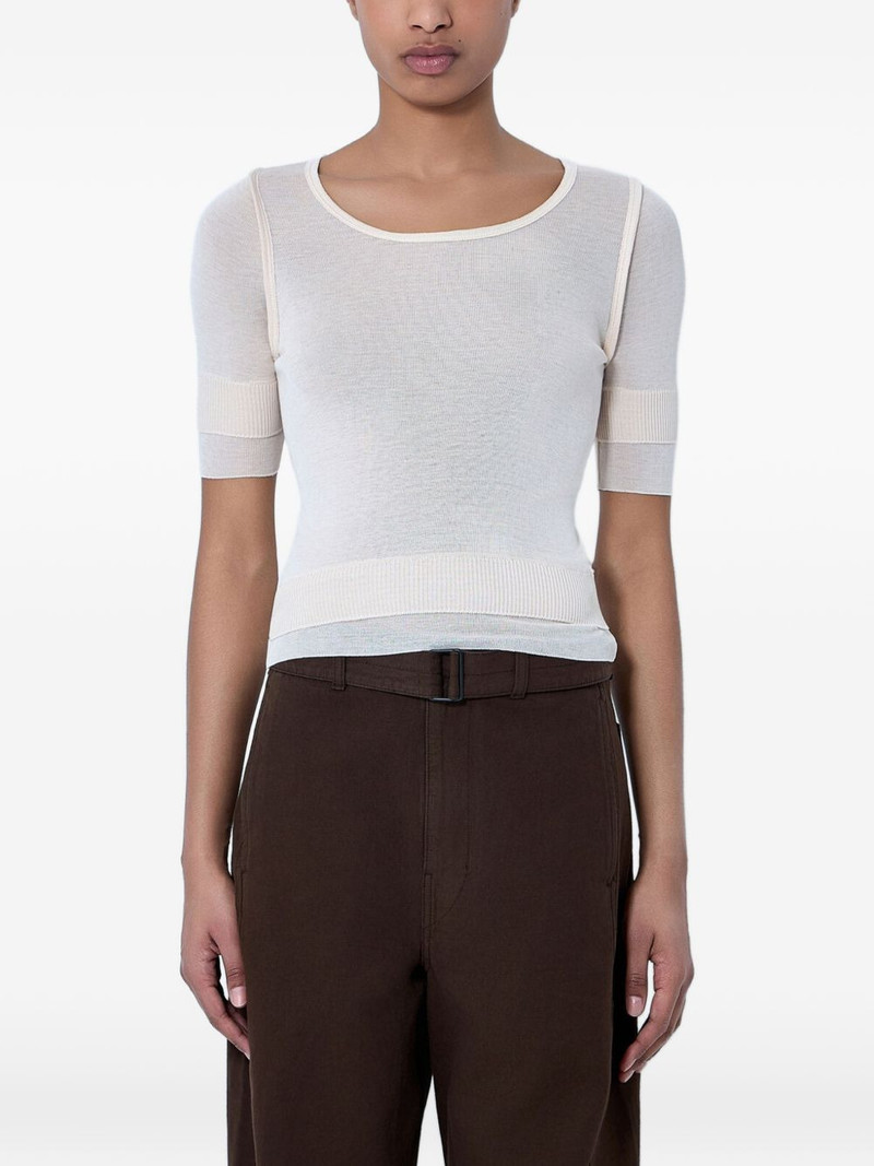 semi-sheer ribbed-knit T-shirt 1