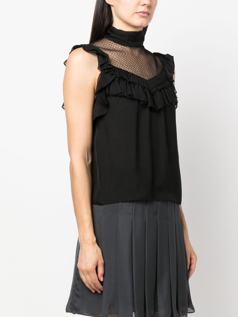 panelled sleeveless silk chiffon blouse - 3