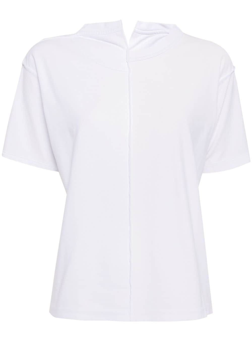 split-neck asymmetric T-shirt - 2
