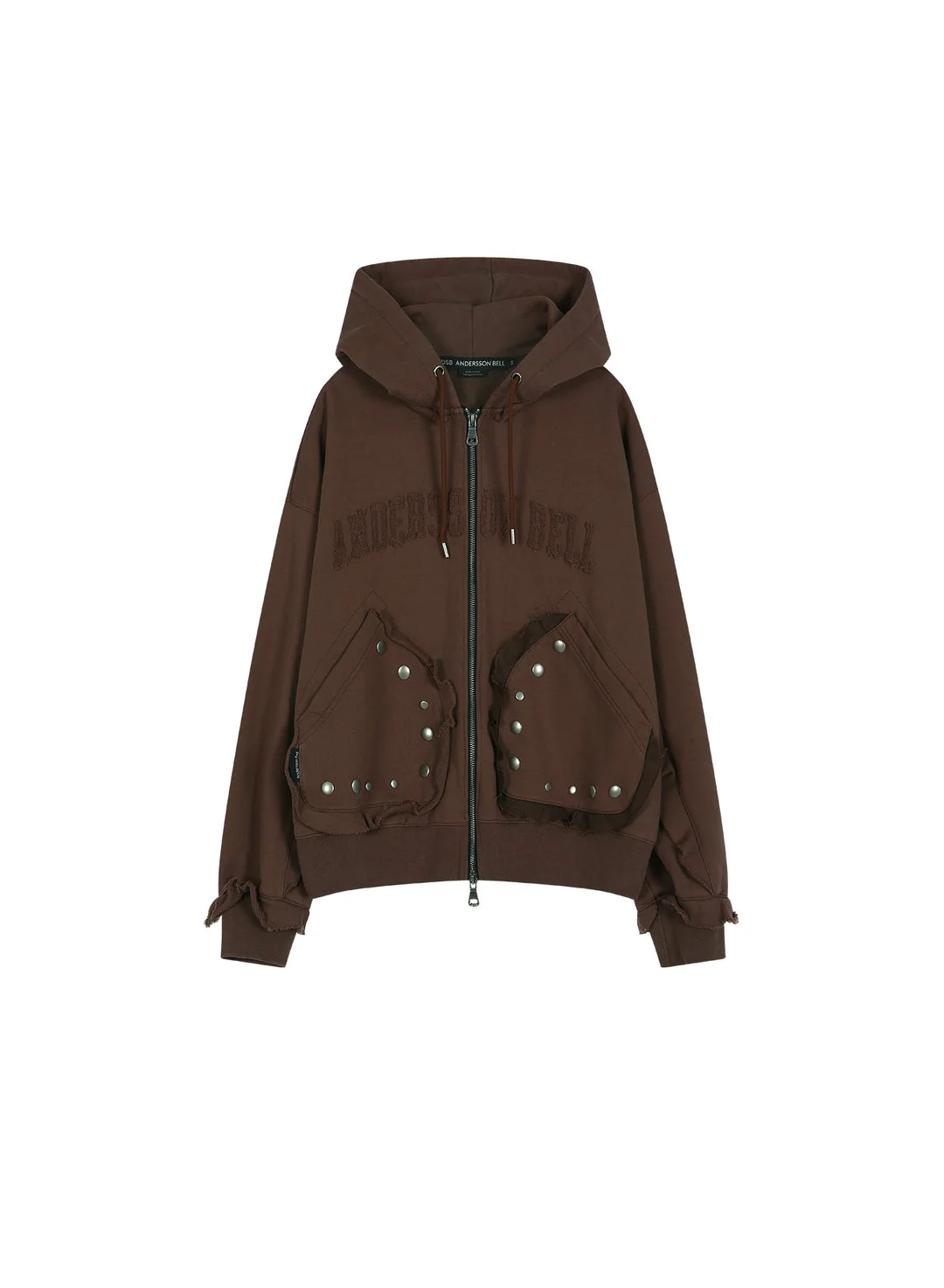 Raw-Cut Studded Zip-Up Hoodie - 1