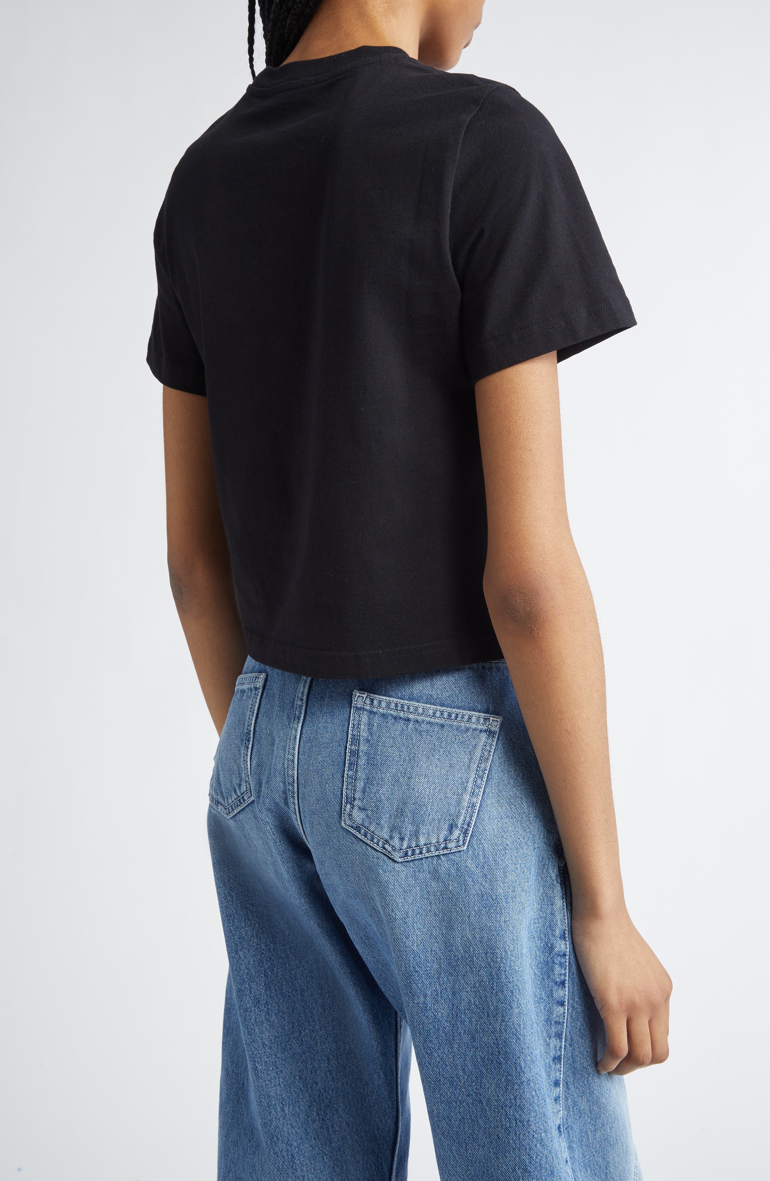 JW Anderson Panelled Anchor Embroidered Crop T-Shirt in Black at Nordstrom - 2