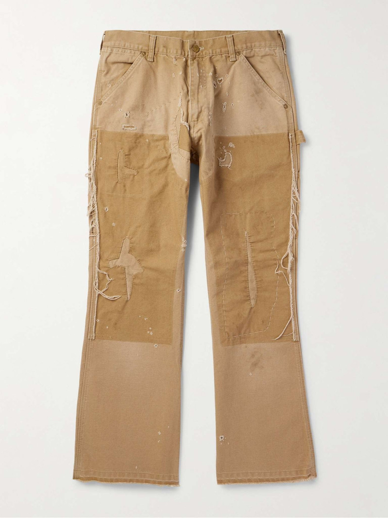 Bootcut Distressed Cotton-Canvas Trousers - 1