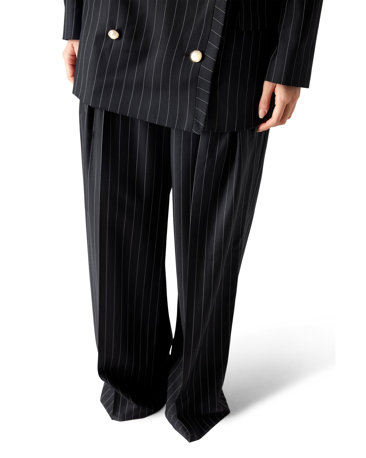 Wool Pinstripe Triple Pleat Tailored Trousers | Casablanca Paris - 3