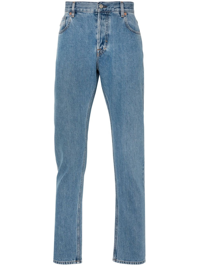 Web-stripe tapered jeans 1
