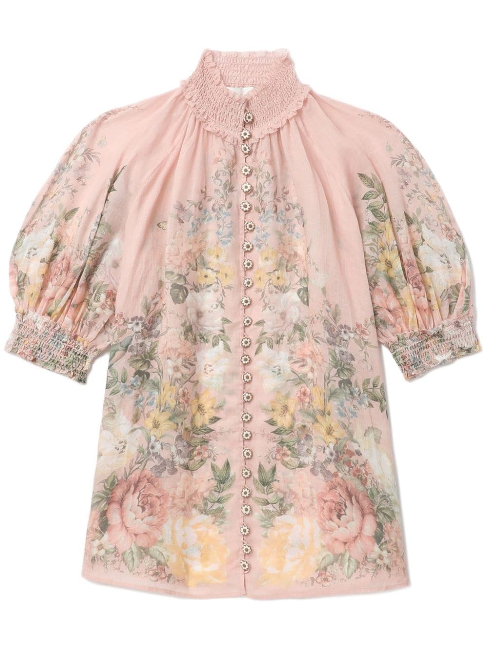 Waverly floral-print ramie blouse - 1