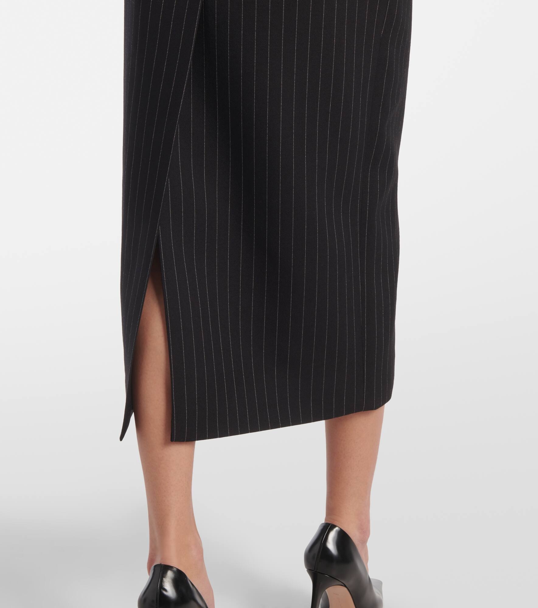 Contour pinstripe wool midi skirt - 5