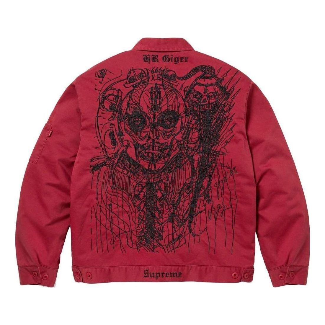 Supreme x H.R. Giger Embroidered Work Jacket 'Red Black' SUP-FW23-140 - 2