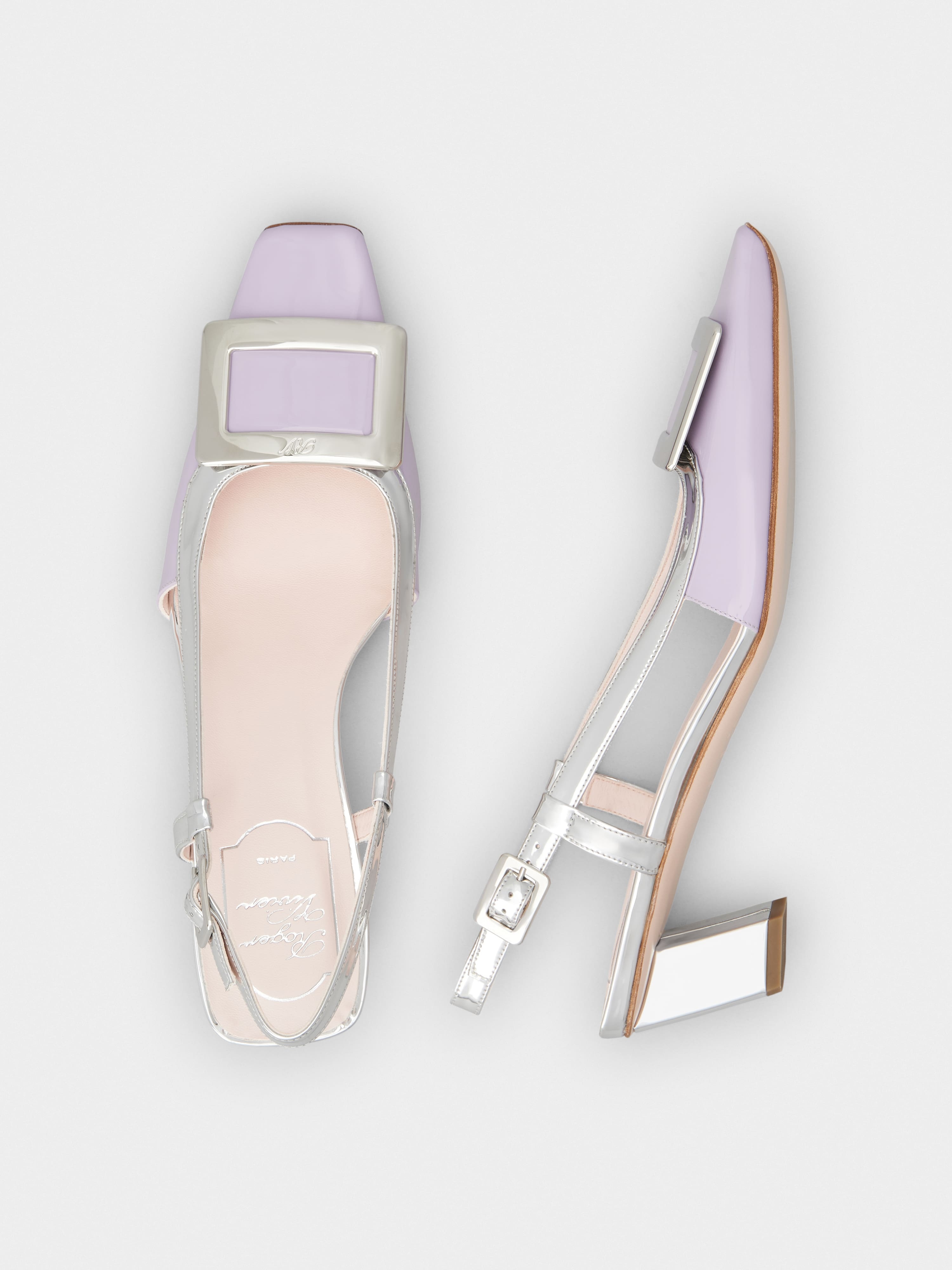 Belle Vivier Metal Buckle Slingback Pumps in Patent Leather - 4