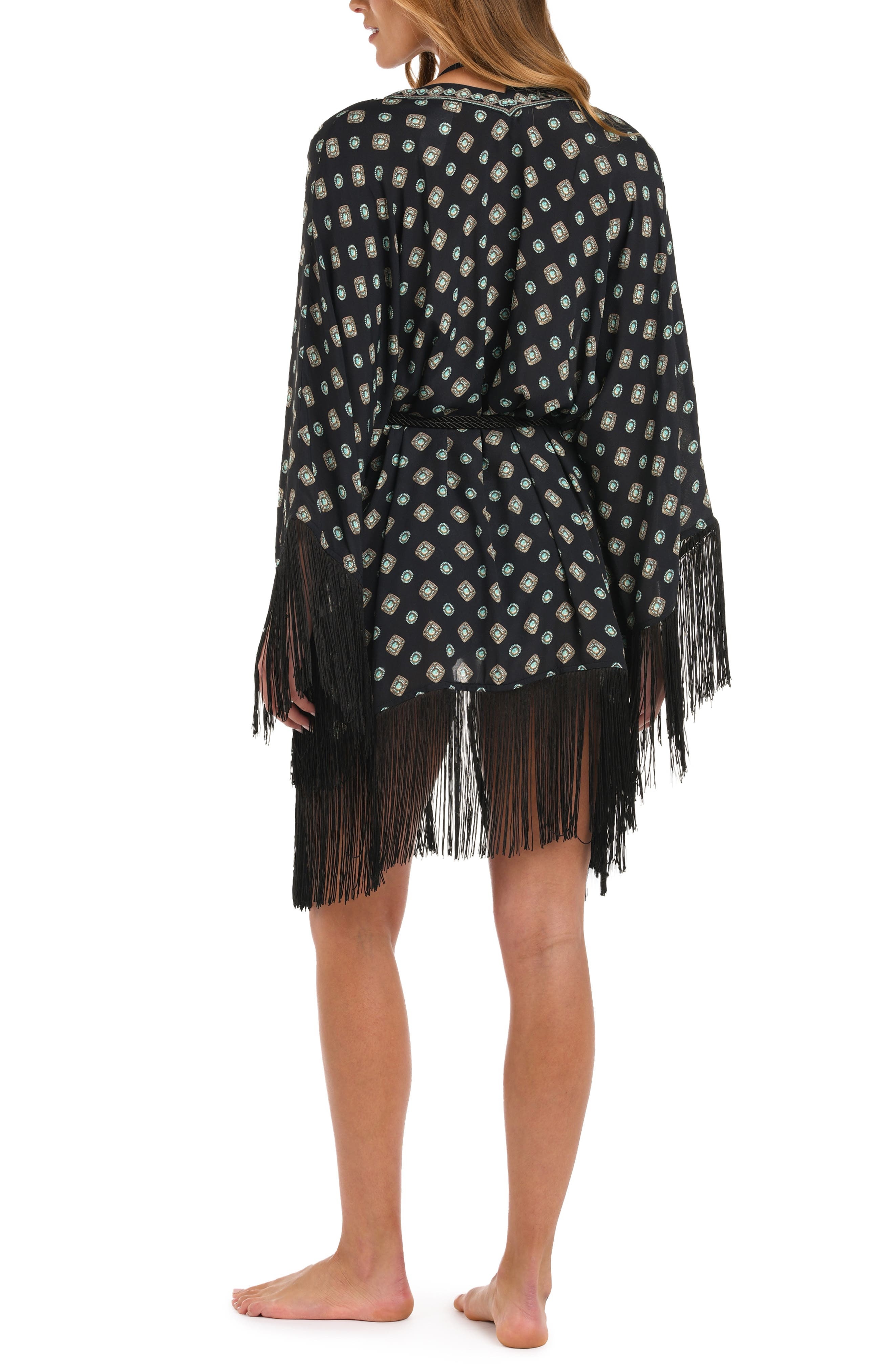L'AGENCE Caterina Southwestern Fringe Cover-Up in Black at Nordstrom - 2
