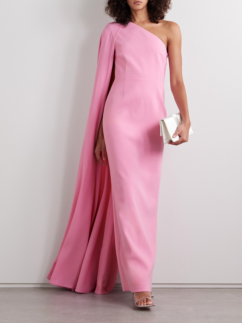 REBECCA VALLANCE Odetta One-shoulder Cape-effect Textured-crepe Gown outlook