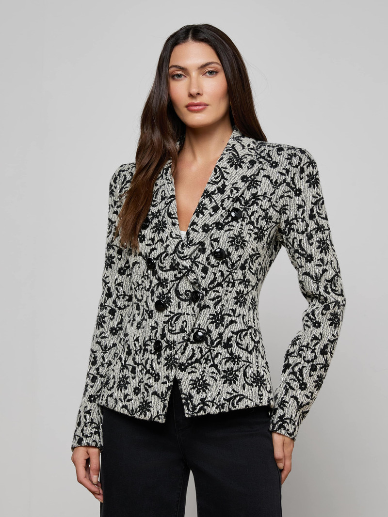 L'AGENCE Bethany Flocked Tweed Blazer outlook
