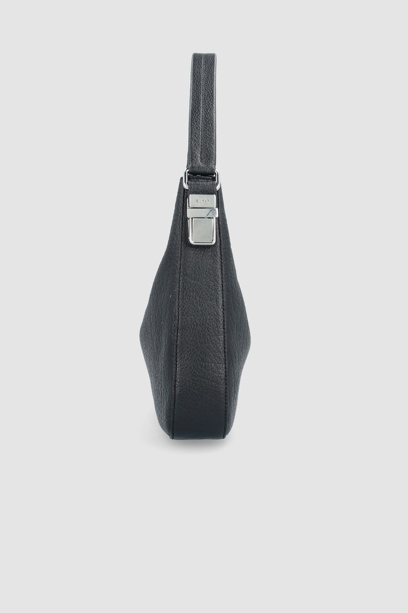 Rhea Black Large Grain Leather Shoulder Bag 4