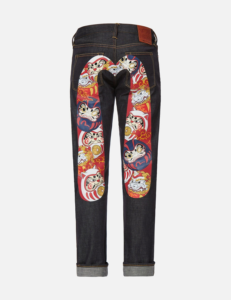 EVISU DARUMA BUDDIES DAICOCK PRINT SLIM FIT JEANS #2010 outlook