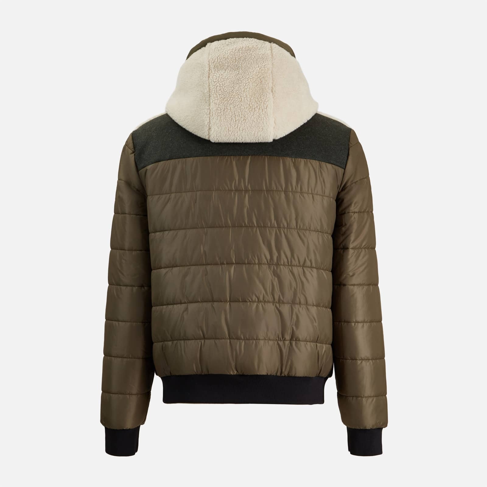 Multimaterial Reversible Bomber Jacket Green Ivory - 2