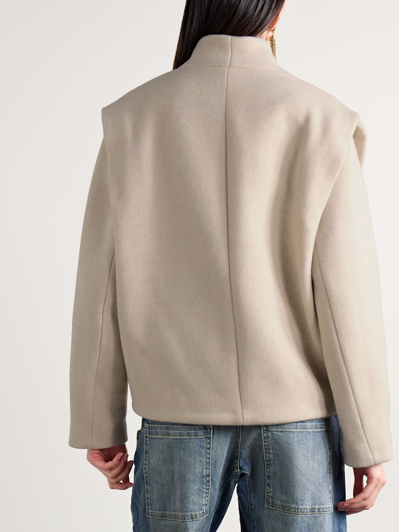 Drogo brushed recycled wool-blend jacket Beige - 4
