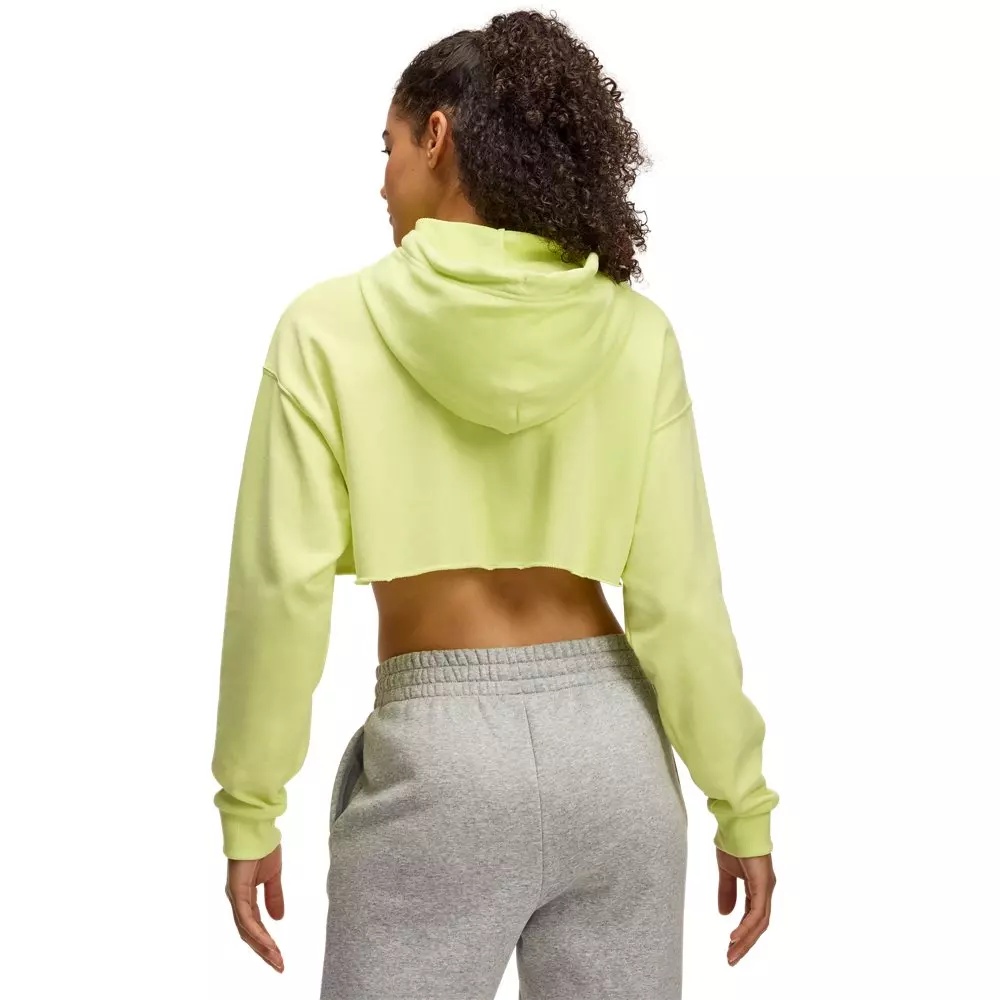 Women's UA Icon Terry Crop Hoodie - Yellow/White - 2