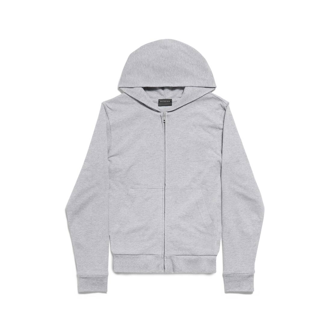 BALENCIAGA Zip-up Hoodie Slim Fit in Grey | REVERSIBLE