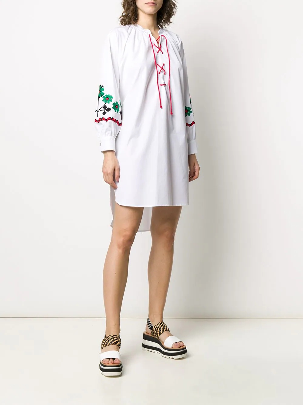 drawstring floral embroidered tunic - 3