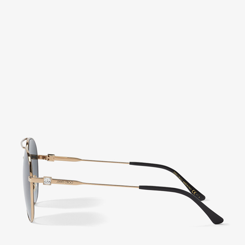 JIMMY CHOO Olly
Rose Gold Aviator Sunglasses with Grey Shaded Lenses and Crystal Embellishment outlook