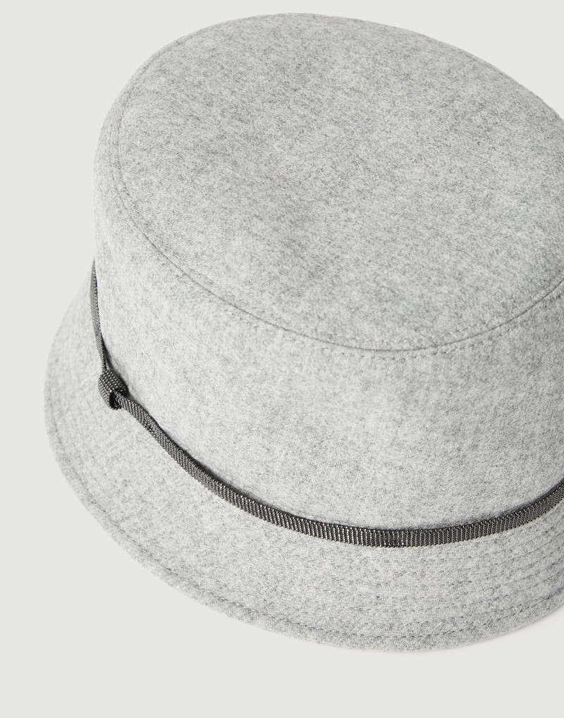 Brunello Cucinelli Virgin wool and cashmere flannel bucket hat with shiny band outlook