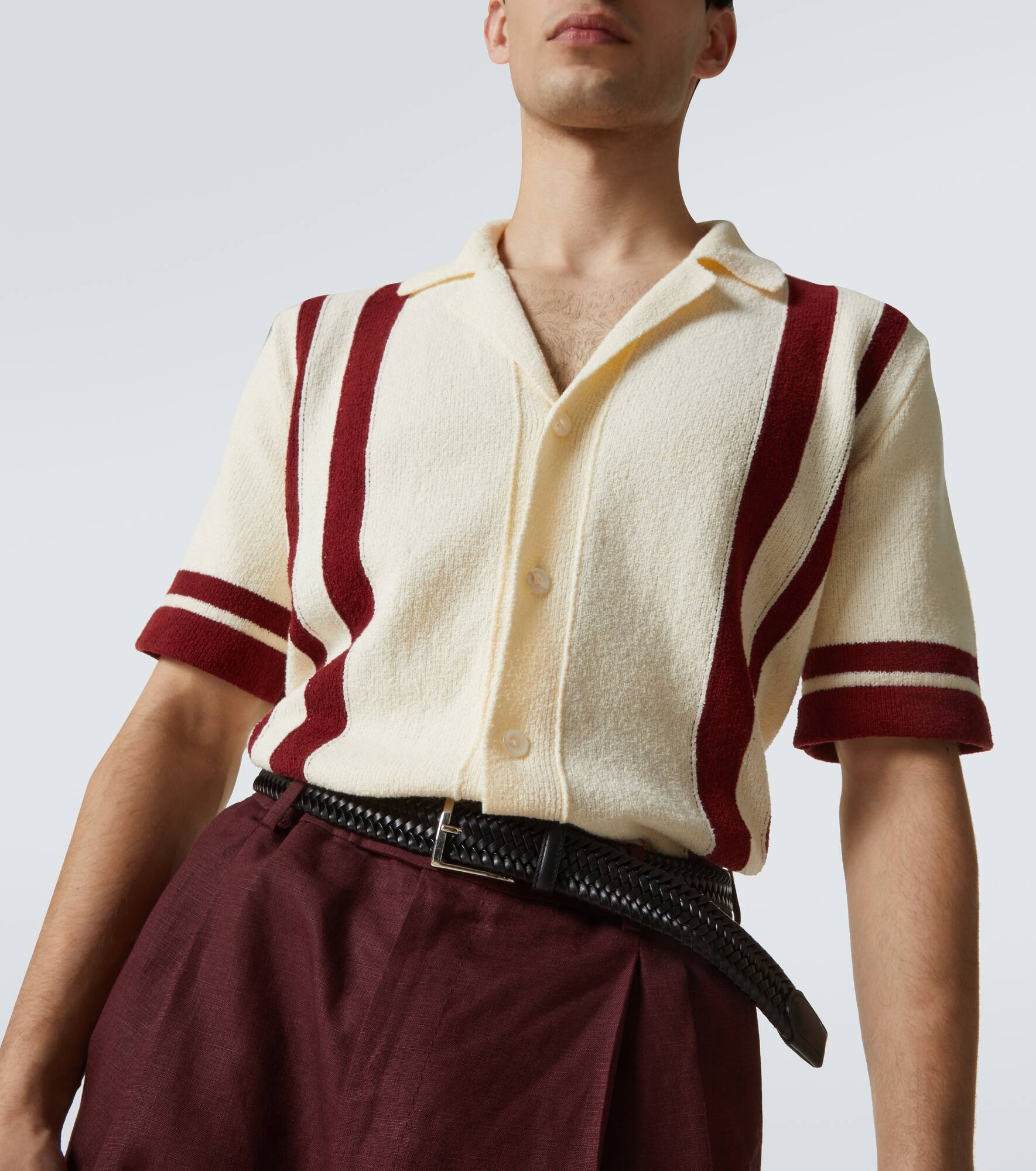 Striped terry bowling shirt - 5