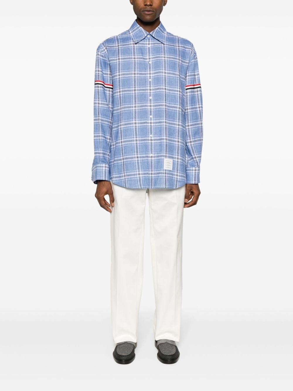 RWB stripe checked linen shirt - 2