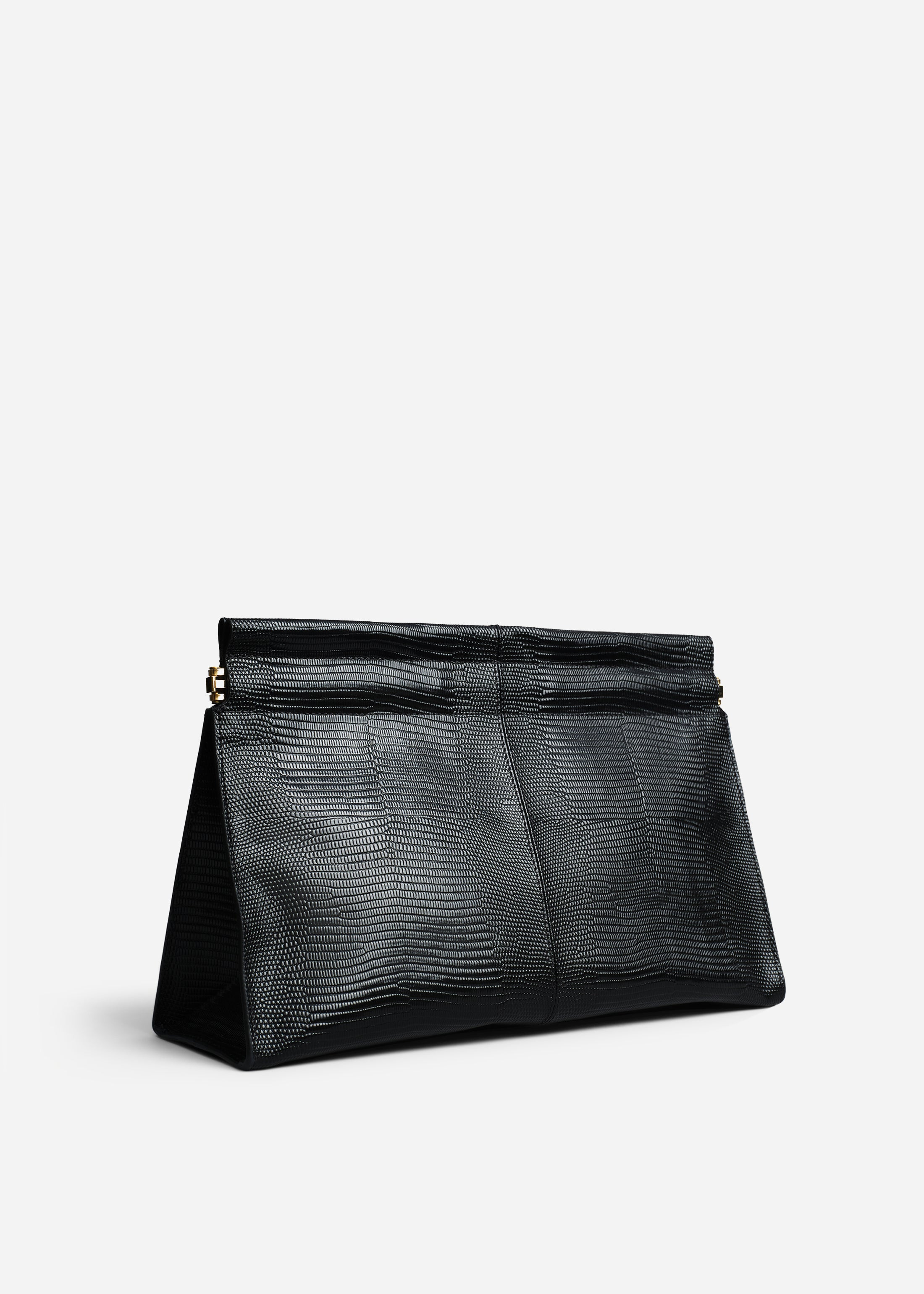 Large Leather Clutch in Black - 2