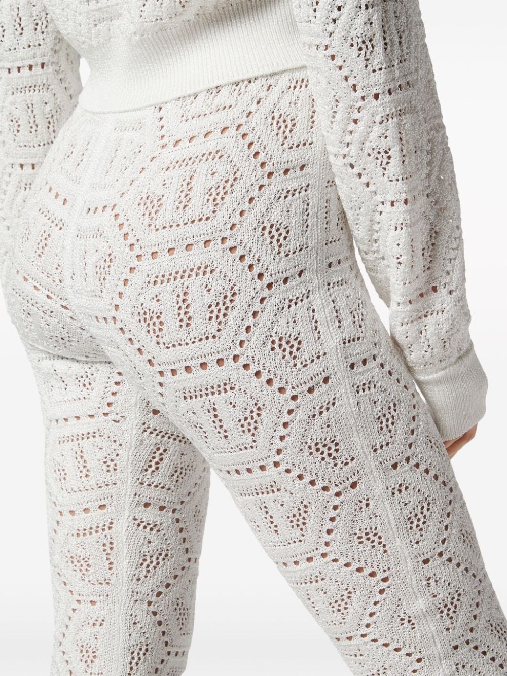 Monogram lurex knitted trousers - 4