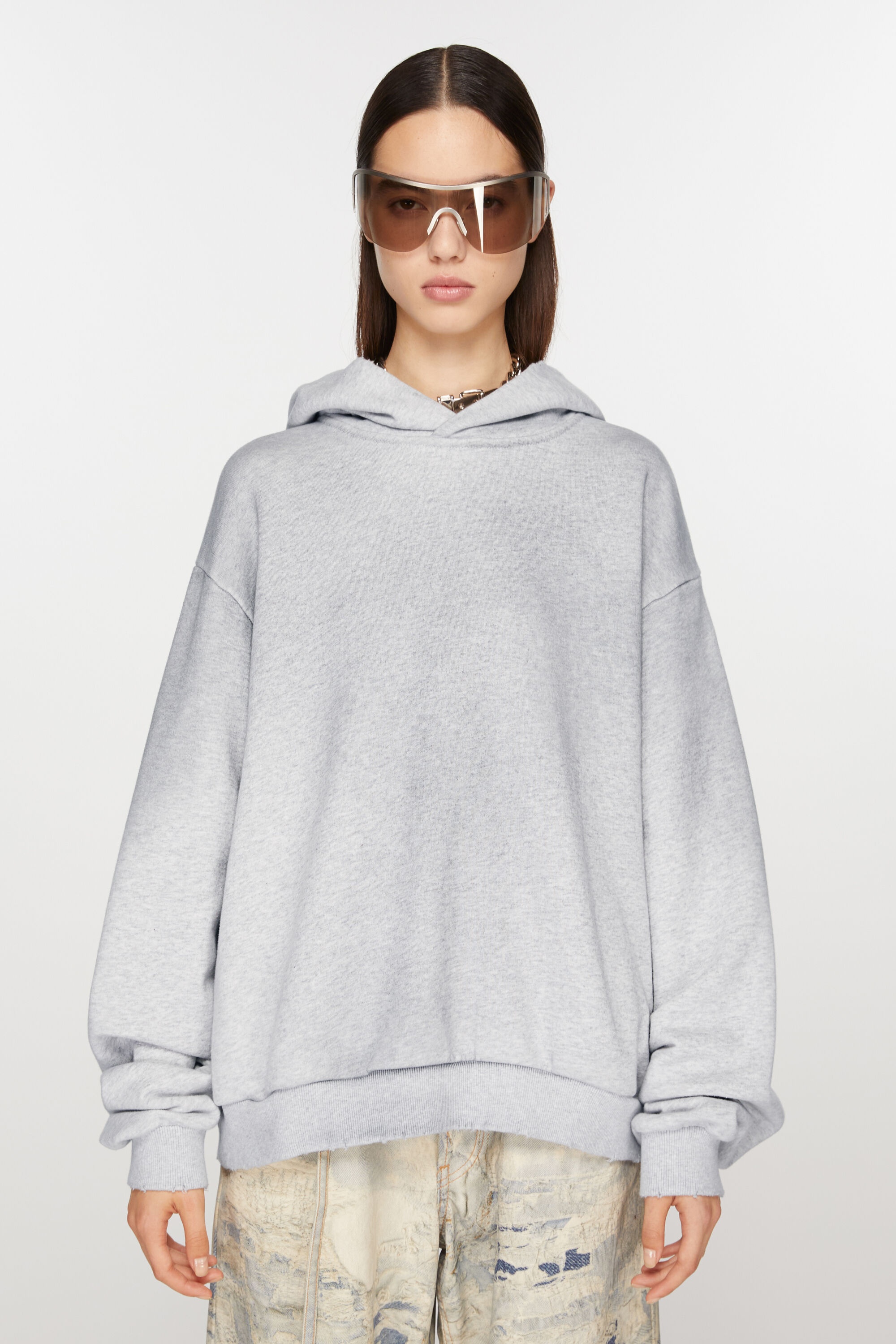 Logo hooded sweater - Pale Grey Melange - 2