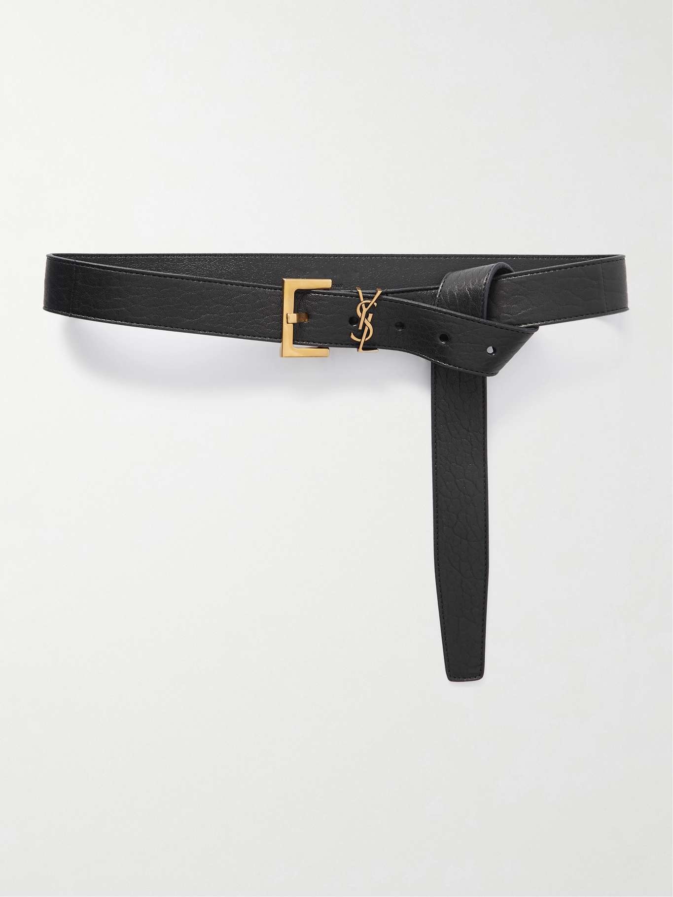 Cassandre embellished knotted textured-leather waist belt - 1