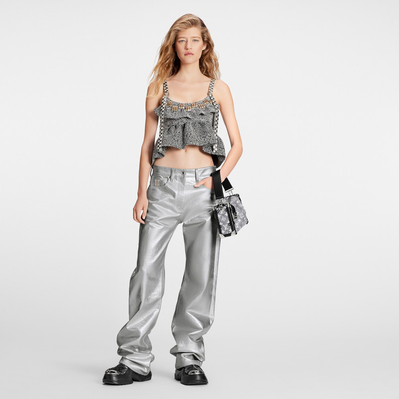 Louis Vuitton Metallized Denim Straight-Cut Jeans outlook