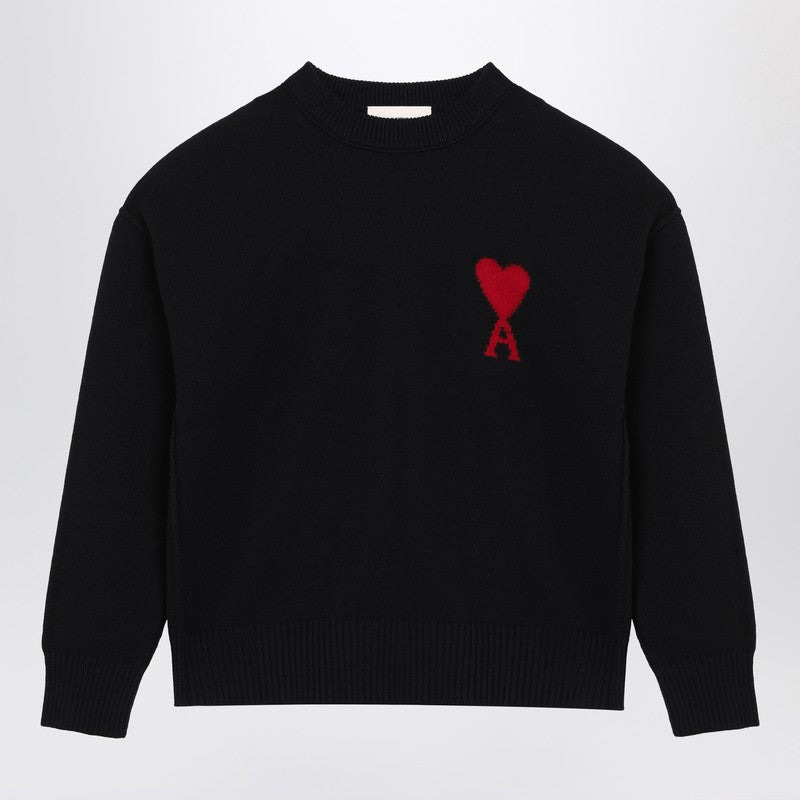 Ami Paris Black wool sweater Ami De Coeur - 1