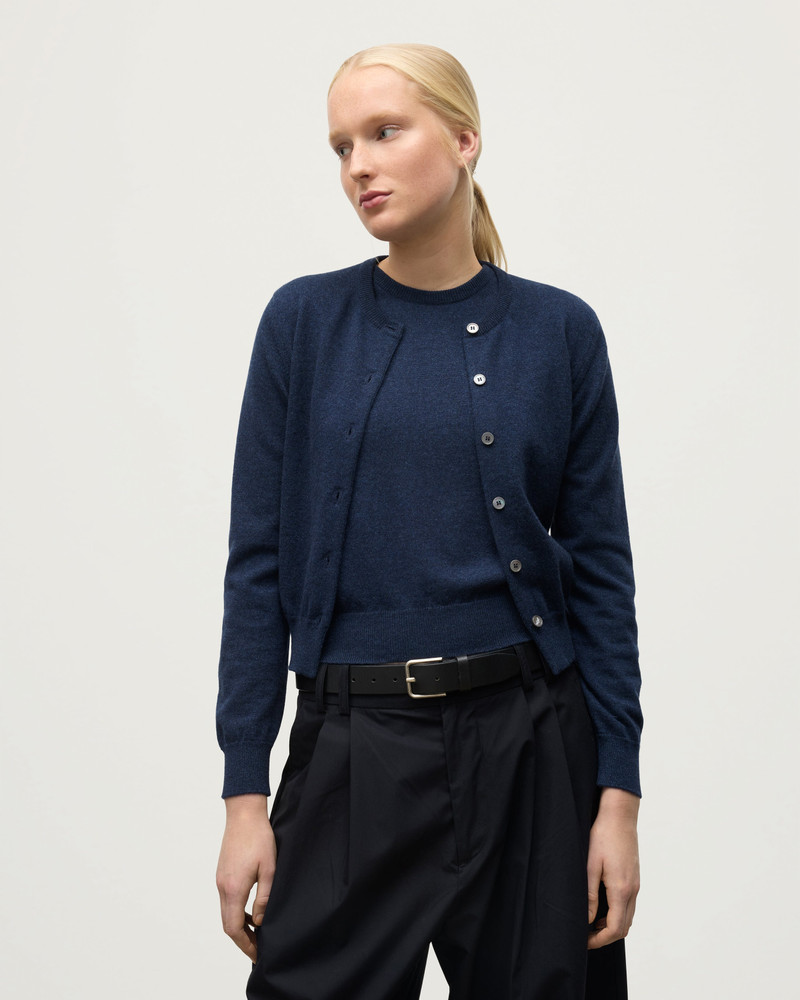 Johnstons of Elgin Iris Navy Classic Cashmere Cardigan outlook