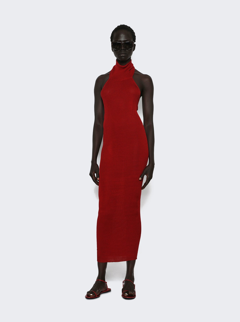 Turtleneck Midi Dress Bordeaux - 5