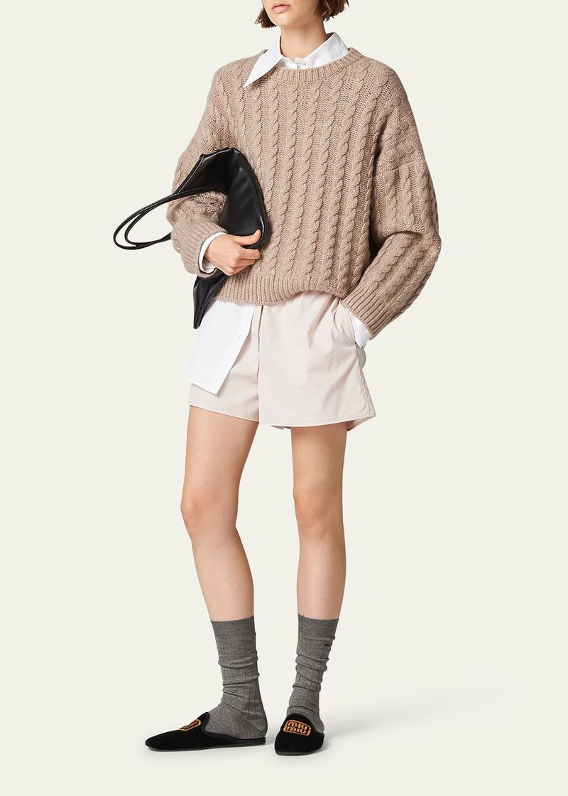 Miu Miu Elasticized Poplin Shorts outlook