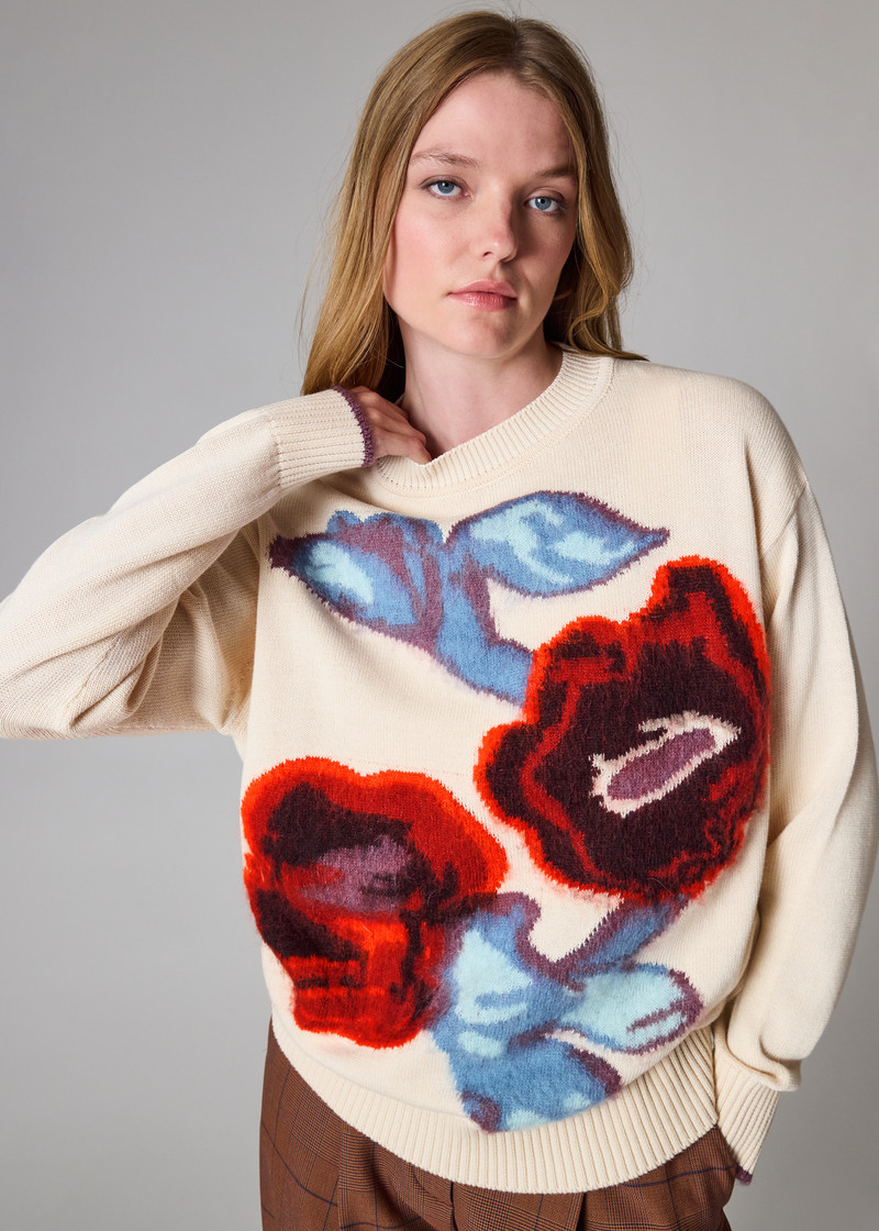 Women's Cream 'Hazy Floral' Oversized Sweater 4