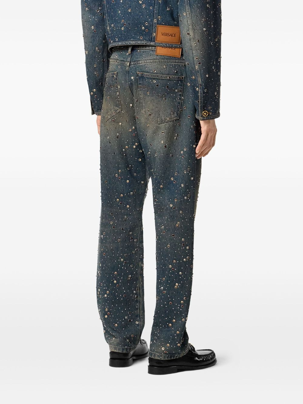 crystal-embellished jeans - 4