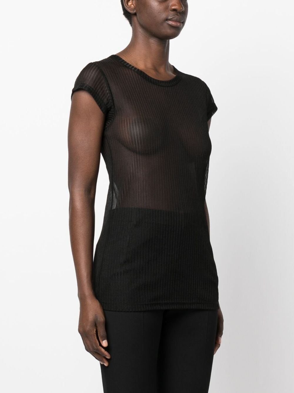 sheer crewneck T-shirt - 3