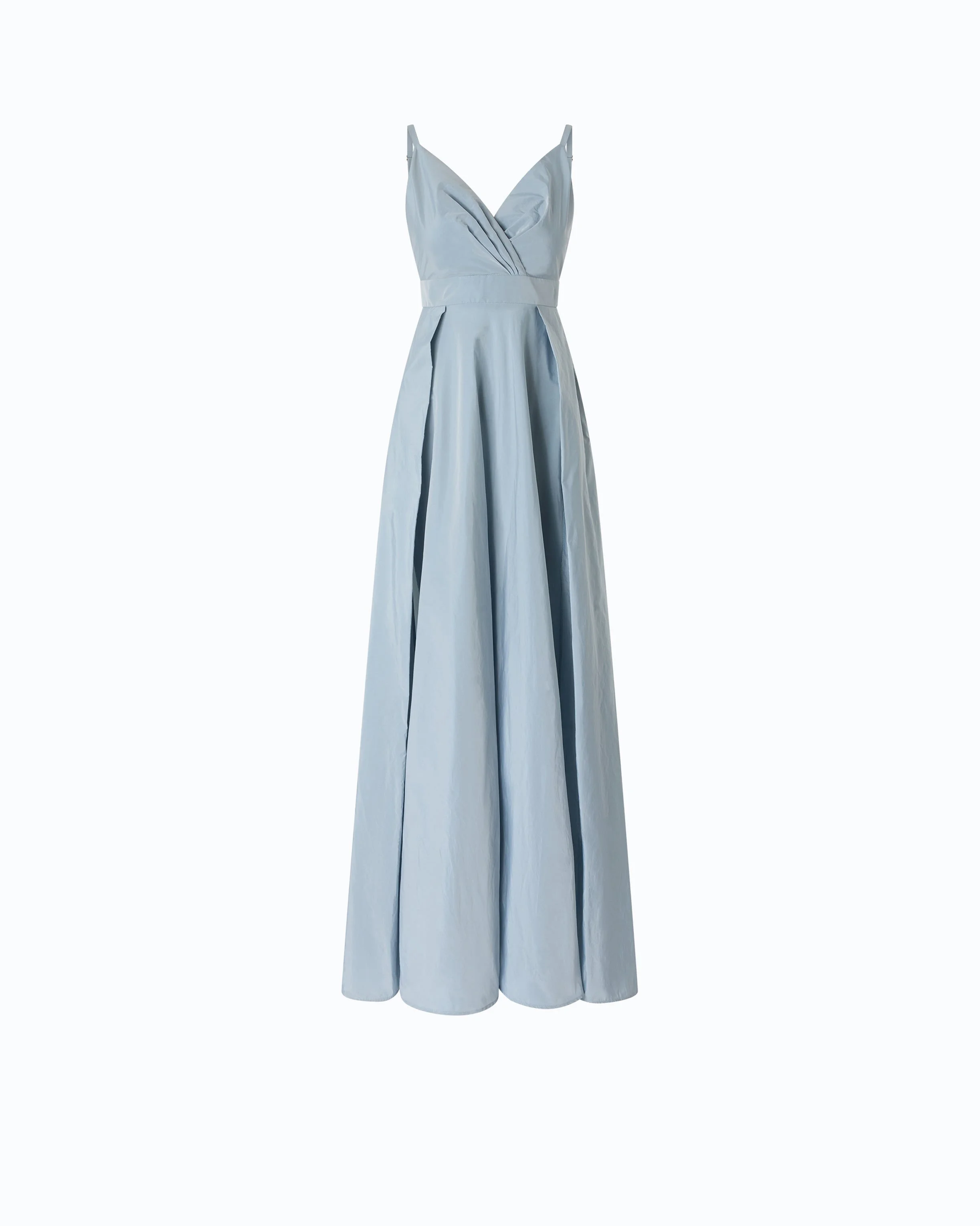 LONG TAFFETA DRESS WITH SLIT - 1