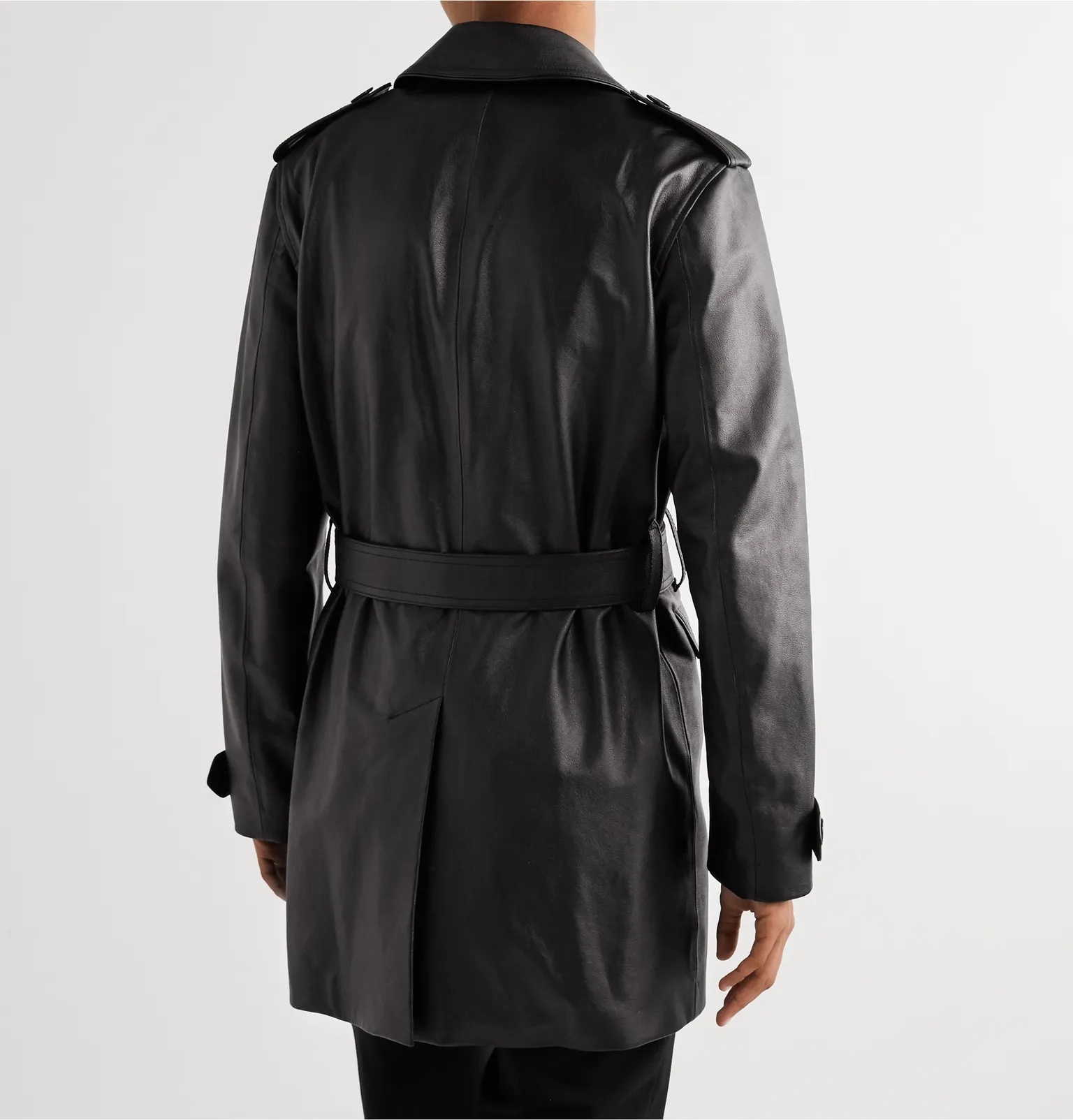 Frank Belted Leather Trench Coat - 4