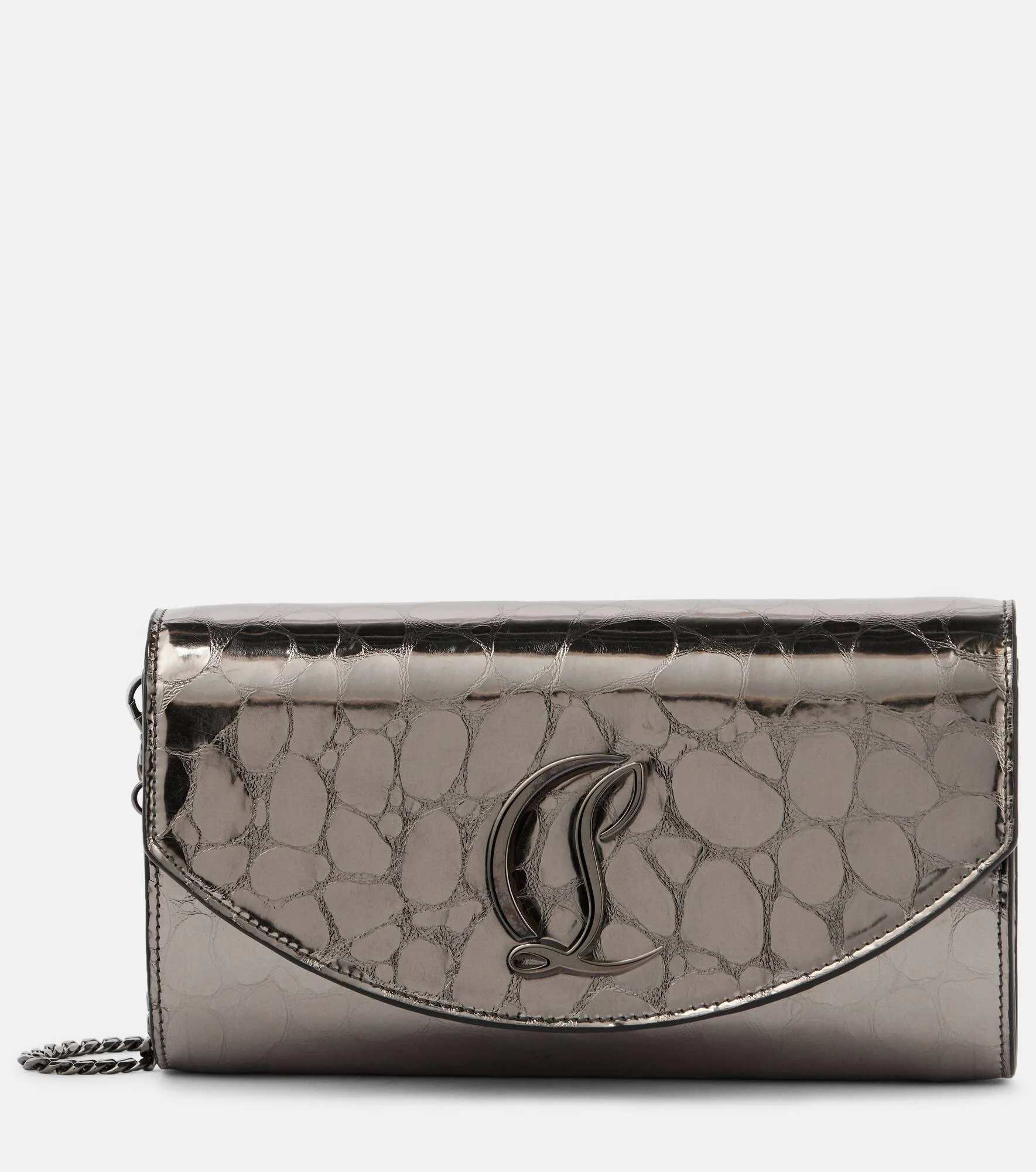 Loubi54 metallic leather wallet on chain - 1