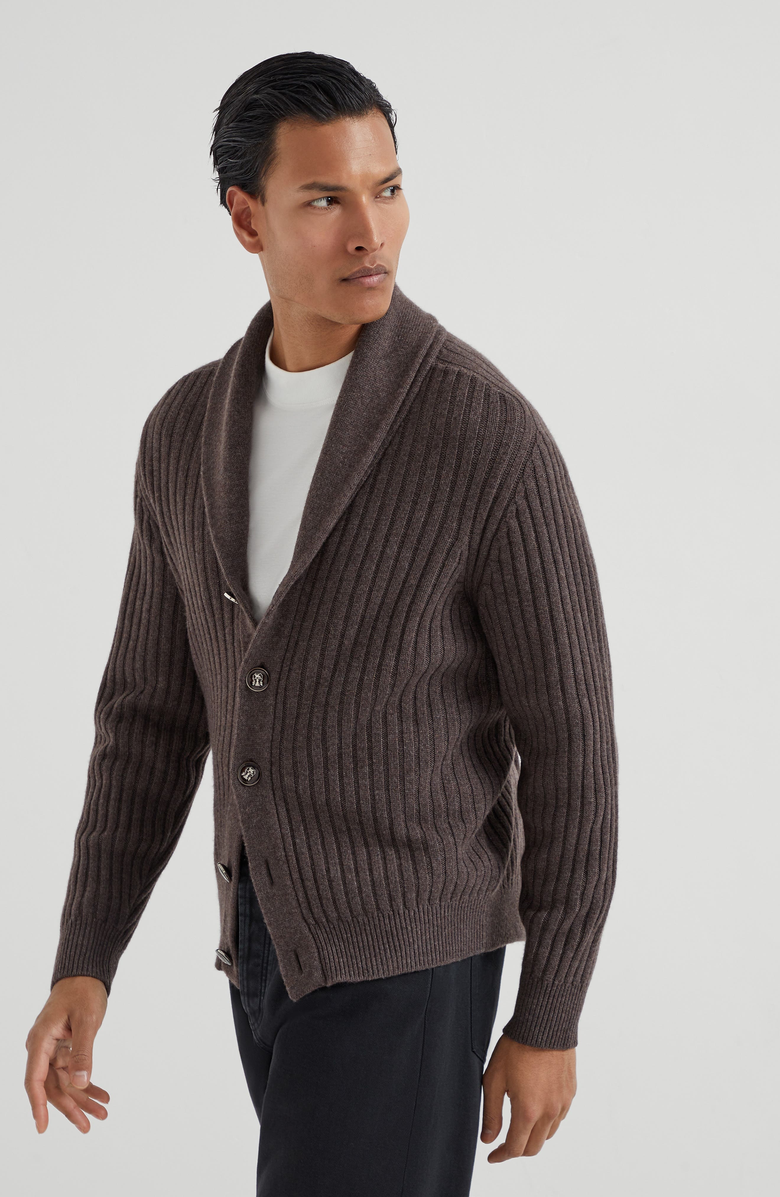 Brunello Cucinelli Cardigan with metal buttons in Brown at Nordstrom - 2