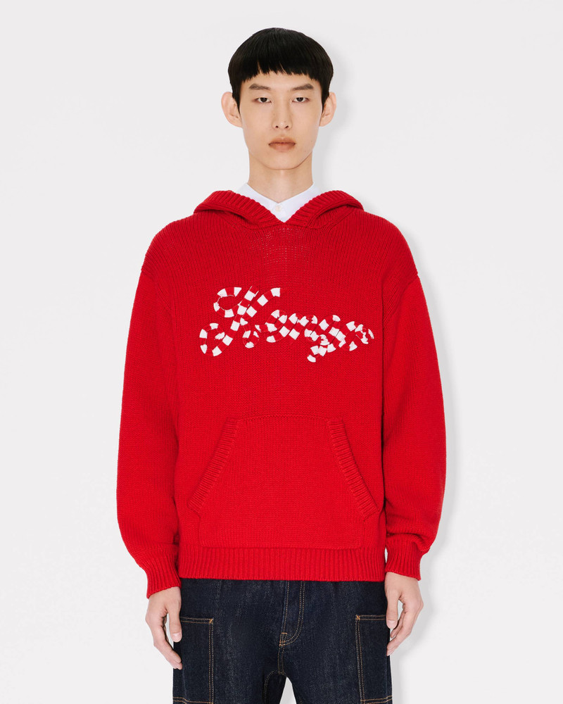 'KENZO Winter Holidays' embroidered hoodie cardigan in cotton and wool 3