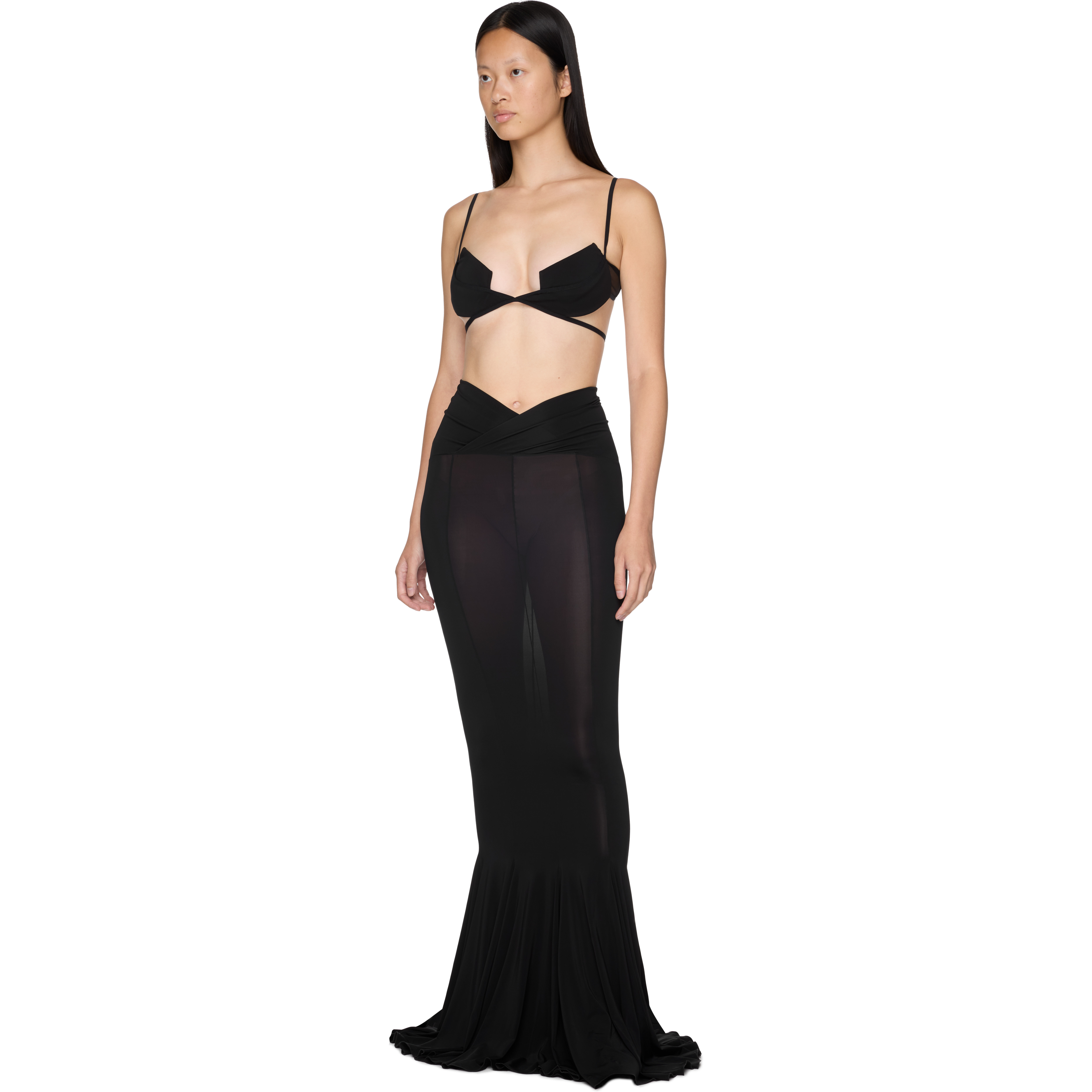 V-Waist Flared Jersey Maxi Skirt - 4