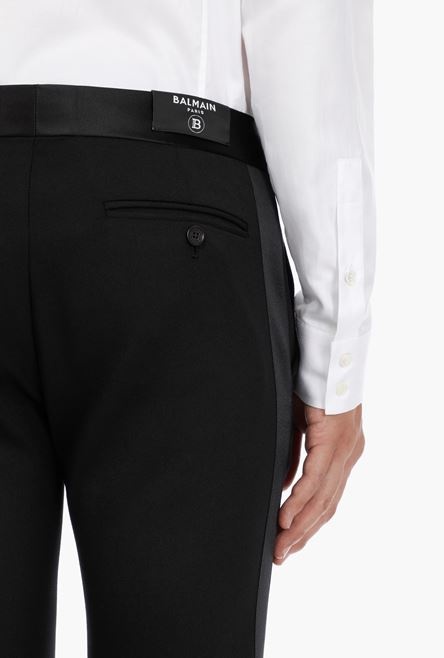 Wool pants with black satin bands - 7