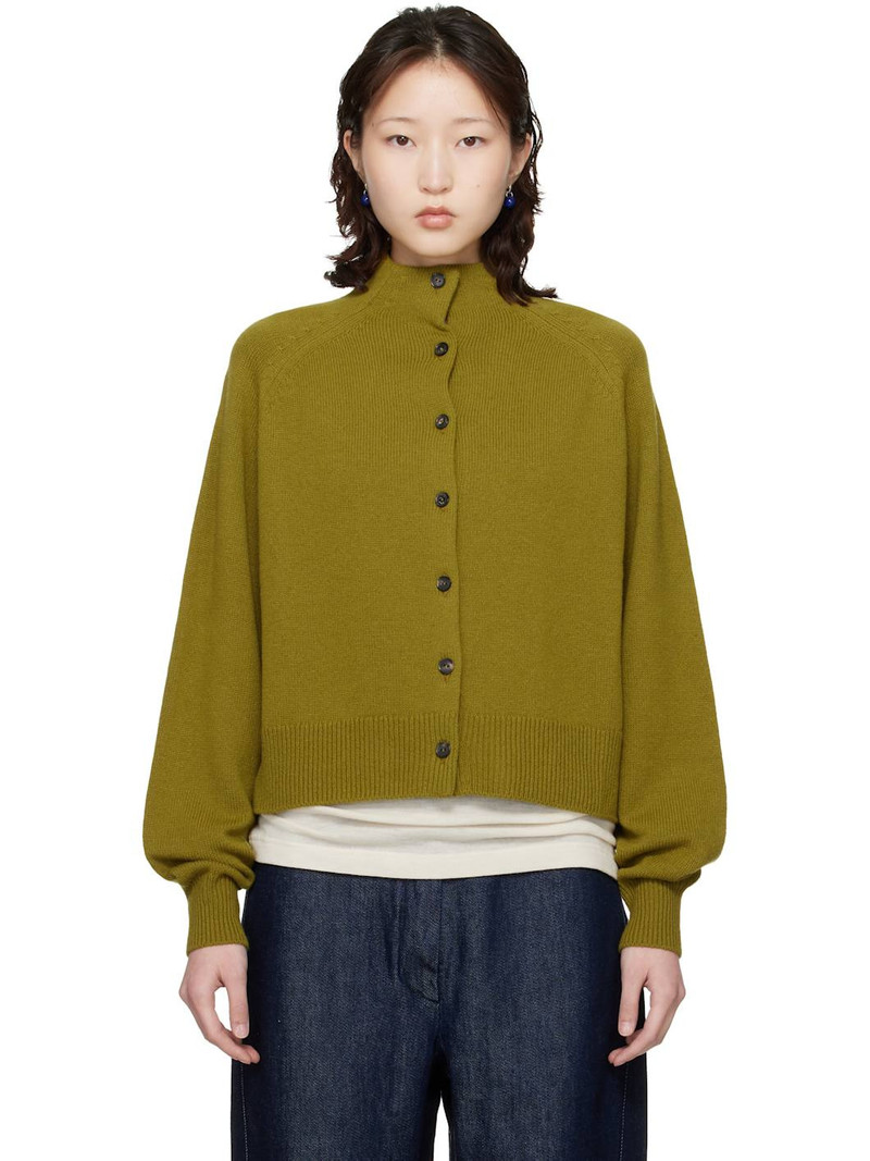Green Merino Wool Perkins Cardigan 1