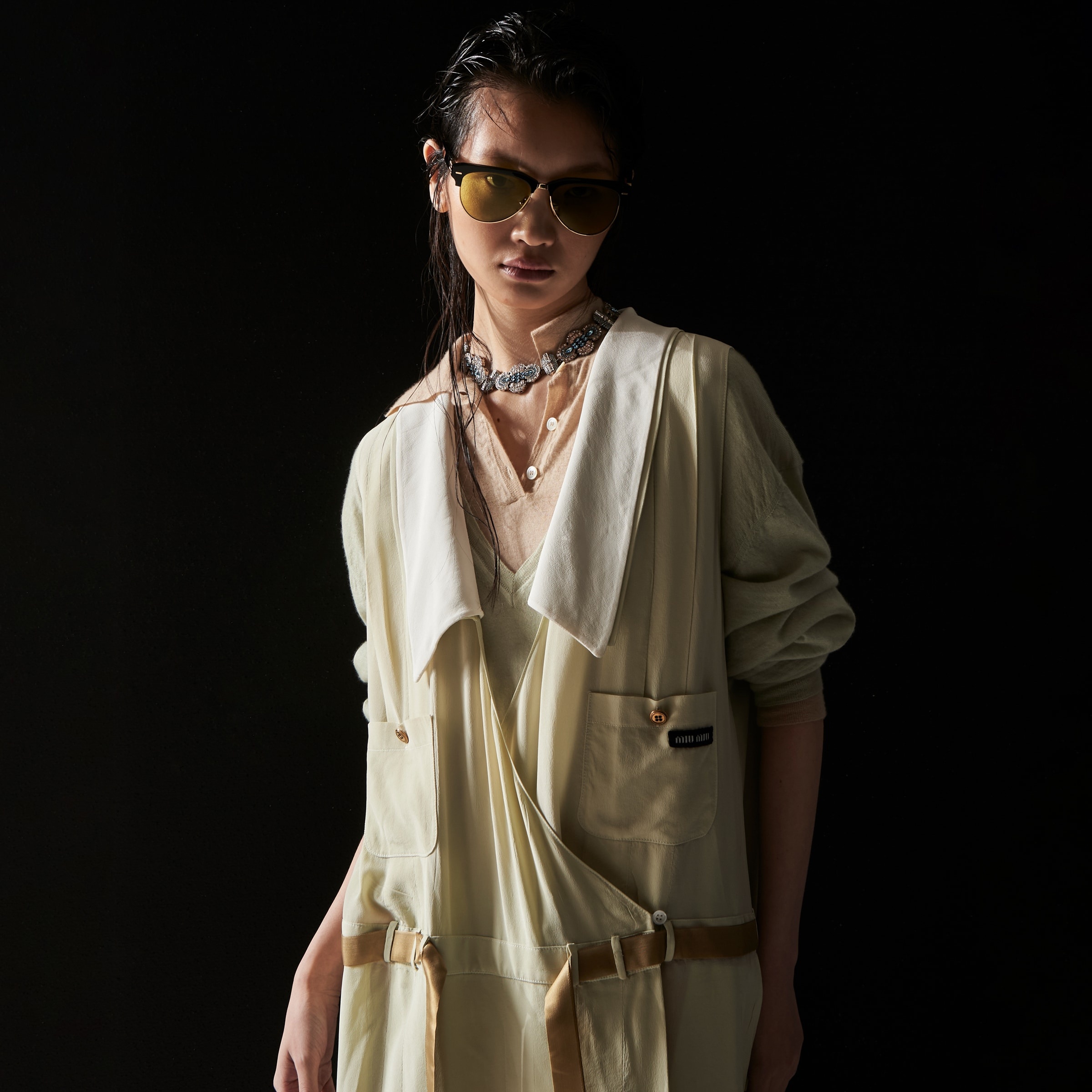 Garment-dyed crepe de chine dress - 6