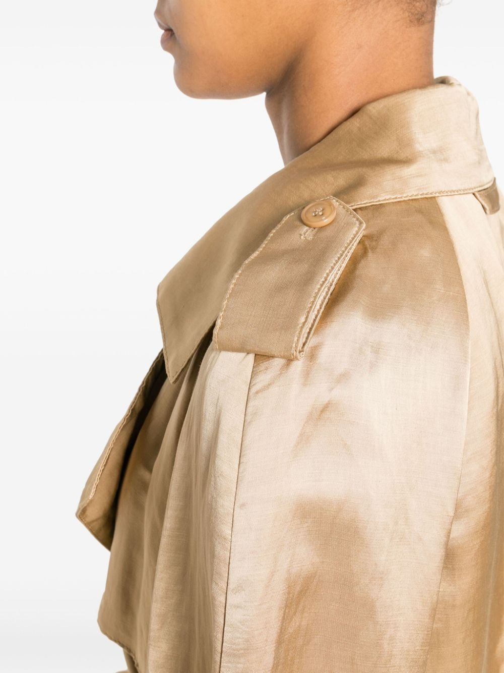 linen-blend trench coat - 5