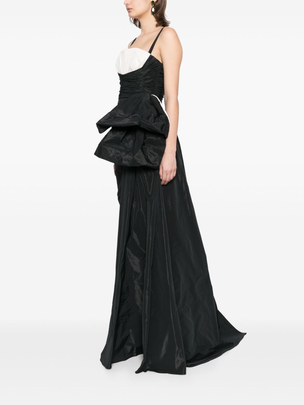 draped taffeta gown - 3
